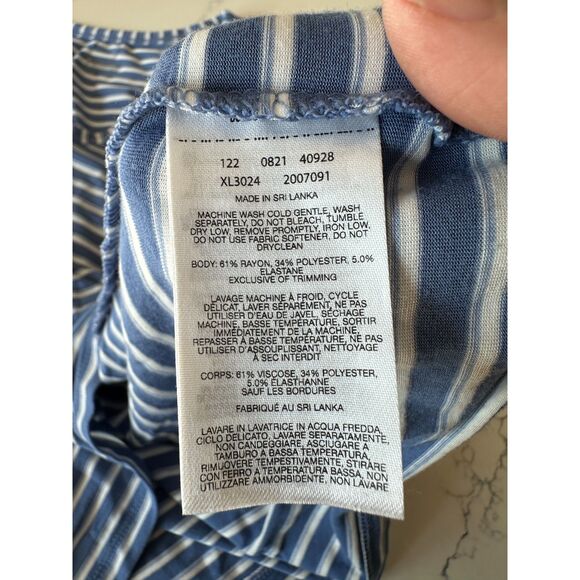 Columbia V-Neck Blue White Striped Cap Sleeve T-Shirt Size Small - Picture 6 of 7